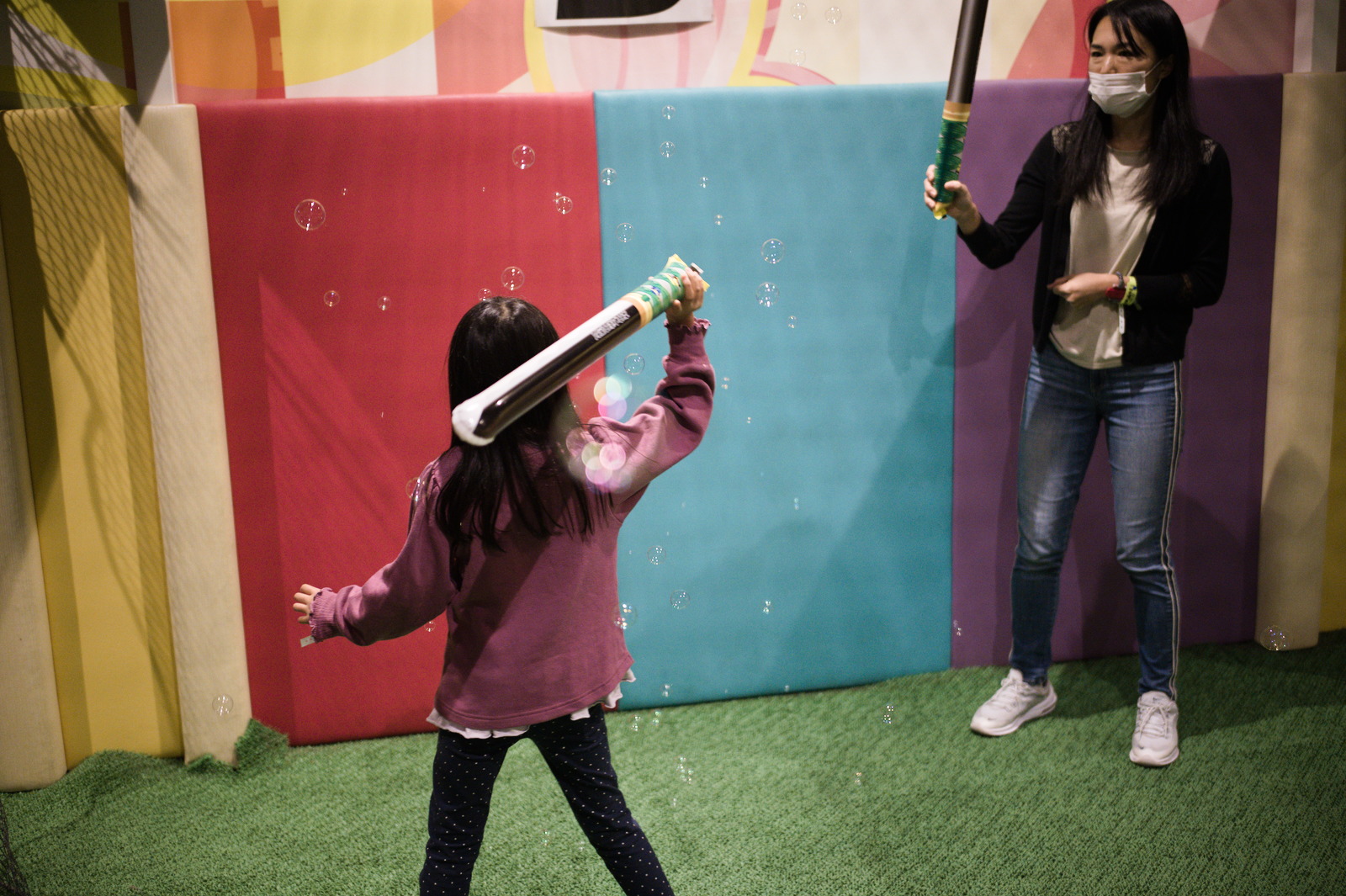 bubble killing with toy swords! bubbles